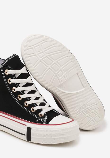 Czarne Trampki za Kostkę Ozdobione Aplikacją 3D Vizana