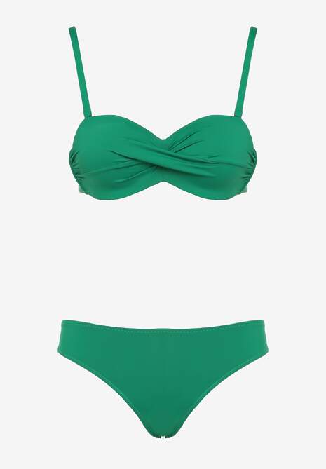 Ciemnozielone Bikini 2 Pary Majtek Typu Figi i Biustonosz Wiązany na Plecach Galanoria