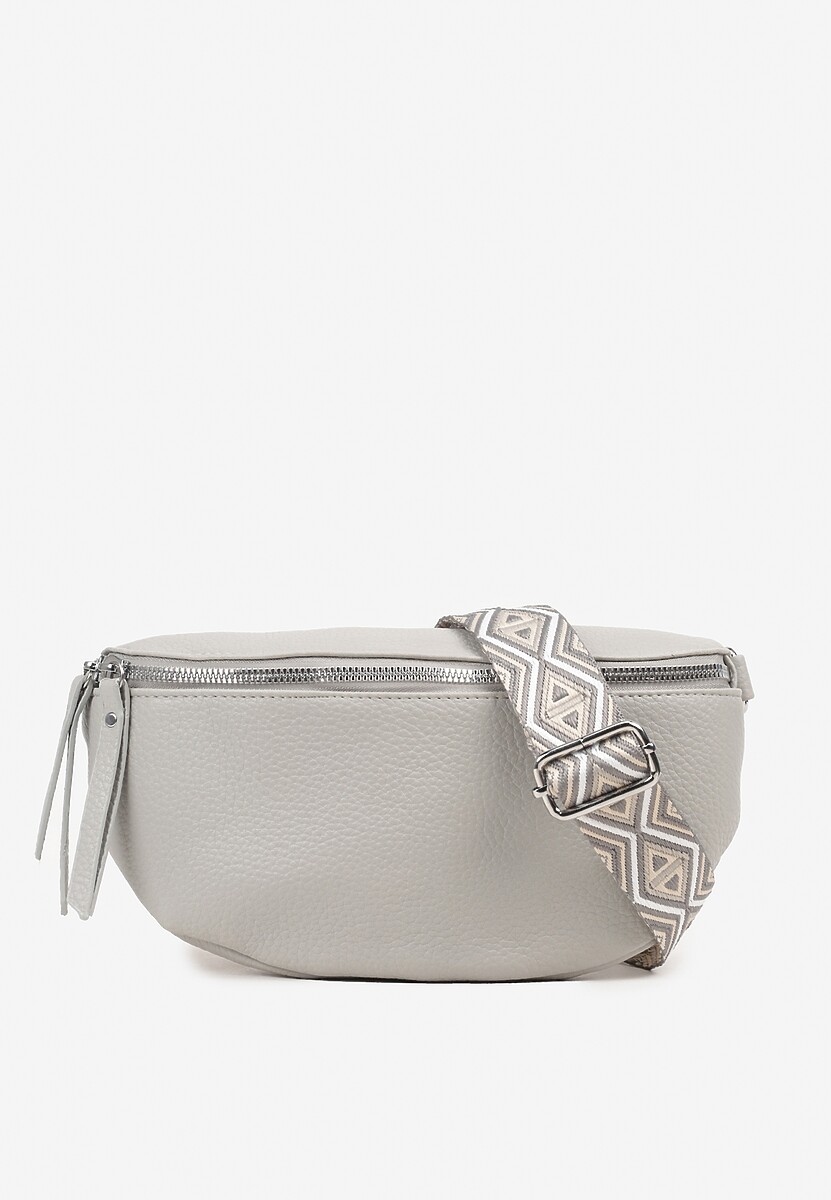 Szara Nerka z Materiałowym Paskiem w Mozaikowe Wzorki Delavinea