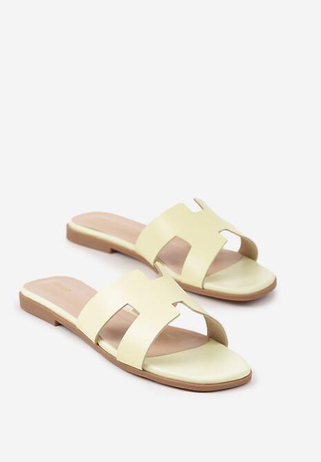 Żółto-Zielone Klapki Vices Ozdobione Wycięciami Arnellta