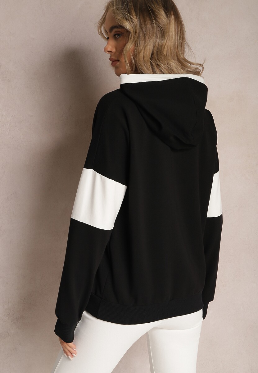 Czarna Bawełniana Bluza z Kapturem i Ściągaczami Adikona