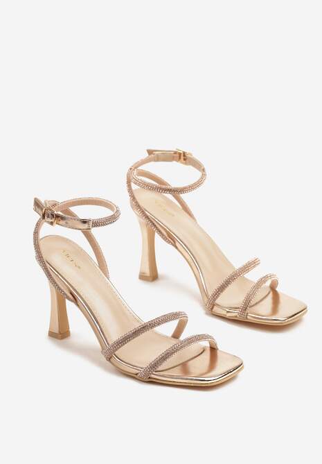 Szampańskie Sandały Vices z Cyrkoniowymi Paskami Eralissea