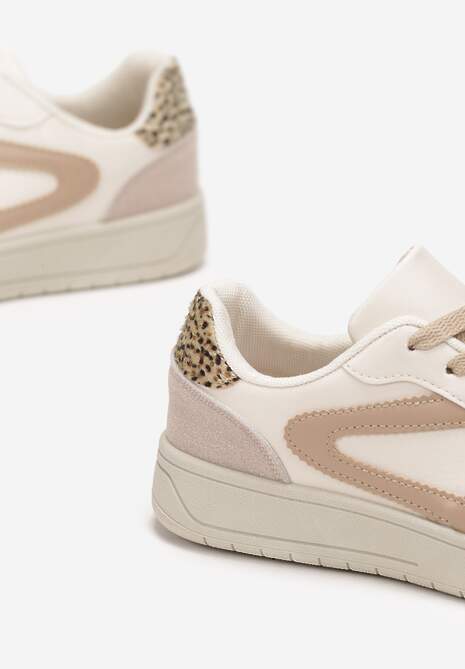 Beżowe Sneakersy Sznurowane przed Kostkę Moramis