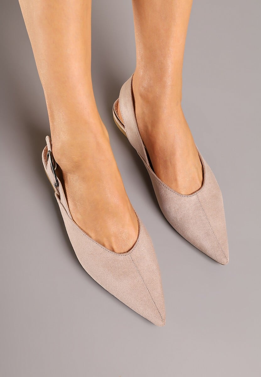 Ciemnobeżowe Sandały Vices Typu Slingback z Wkładką ze Skóry Naturalnej Rallora