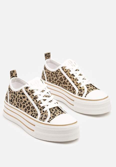 Panterkowe Trampki na Platformie Ozdobione Cyrkoniami Arenoria