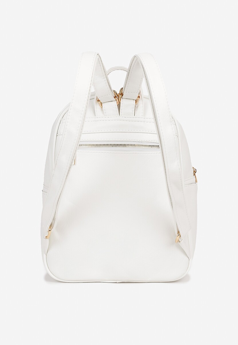 Biały Plecak z Ozdobną Aplikacją i Suwakiem Milaretta