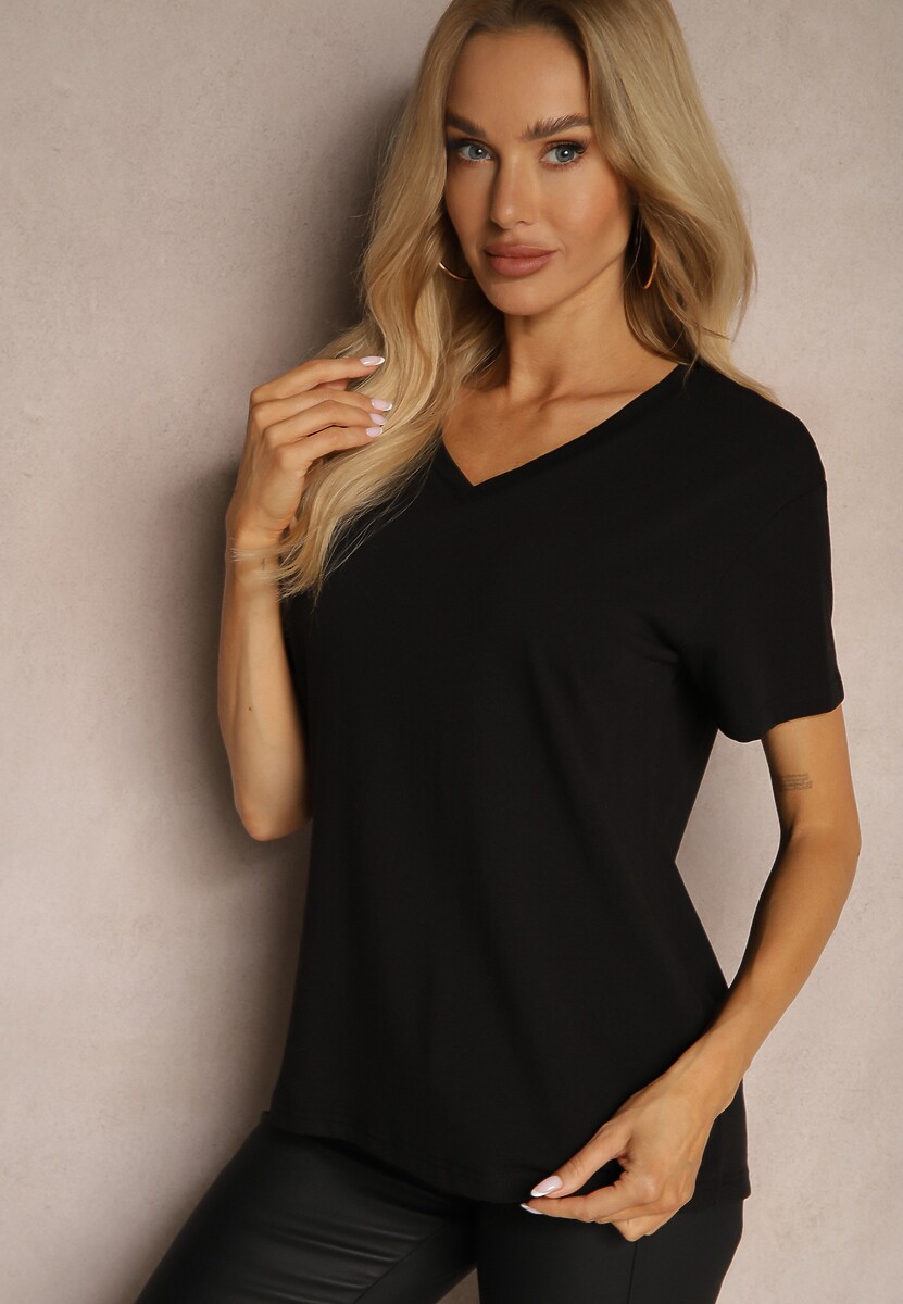 Czarny Klasyczny T-shirt z Bawełny Irithnea