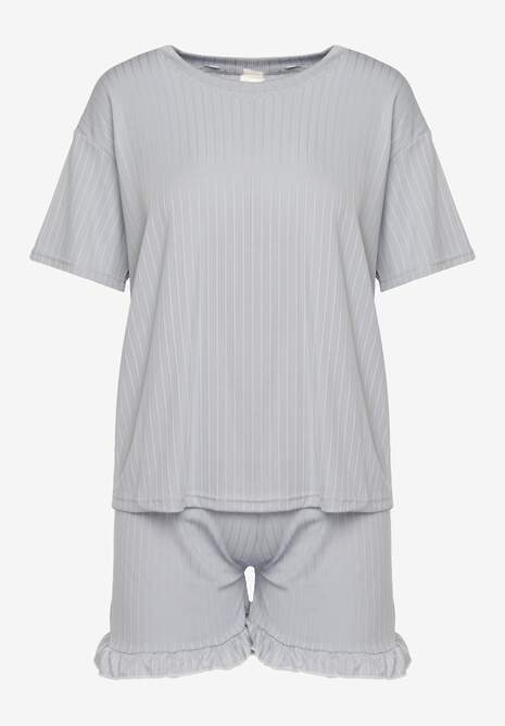 Szary Komplet Piżamowy 2-częściowy Iodia