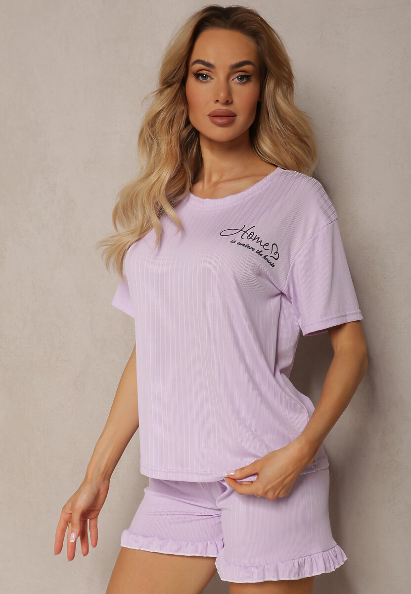 Jasnofioletowy Komplet Piżamowy 2-częściowy Iodia