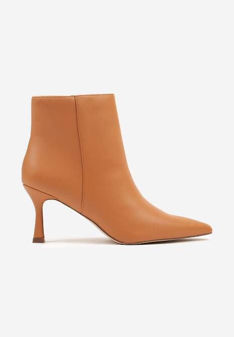 Jasnobrązowe Botki do Kostki Vices na Klepsydrowym Obcasie z Noskiem w Szpic Vidvire
