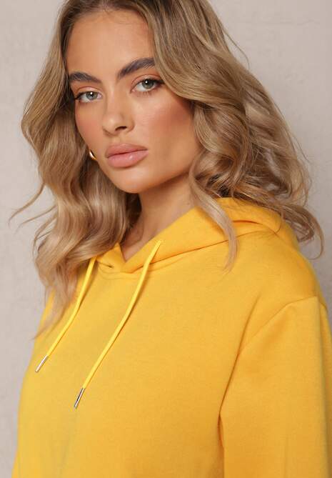 Żółta Bluza z Kapturem i Kieszenią Cazallo