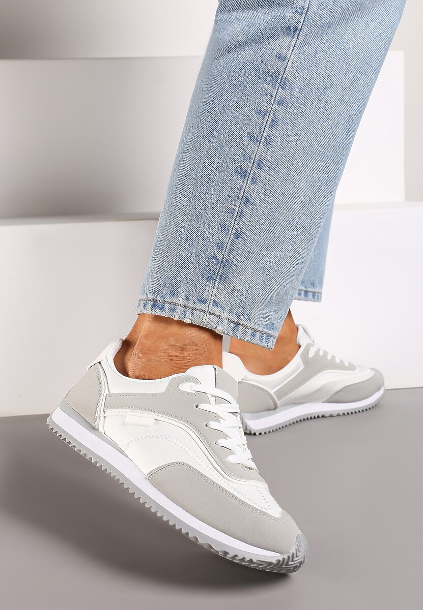 Brązowe Sneakersy na Płaskiej Podeszwie z Metalicznym Wykończeniem Zelmora