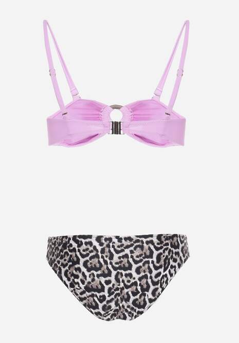 Fioletowe Bikini w Panterkę na Cienkich Ramiączkach Naiahes