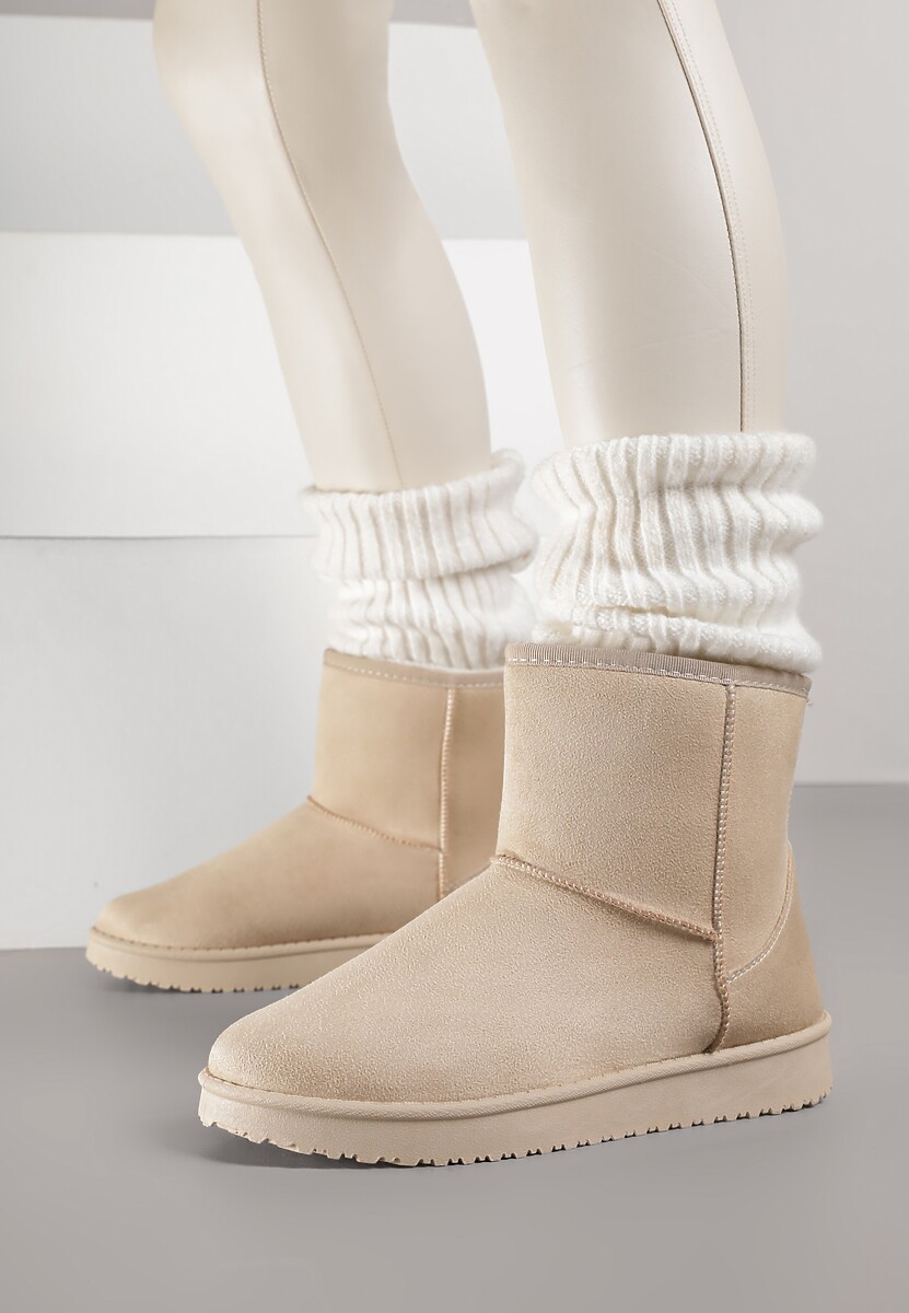 Beżowe Śniegowce z Przeszyciami po Bokach Retena