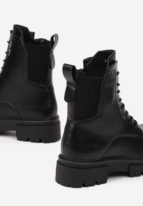 Czarne Botki o Fasonie Workerów z Elastyczną Wstawką Frankilla