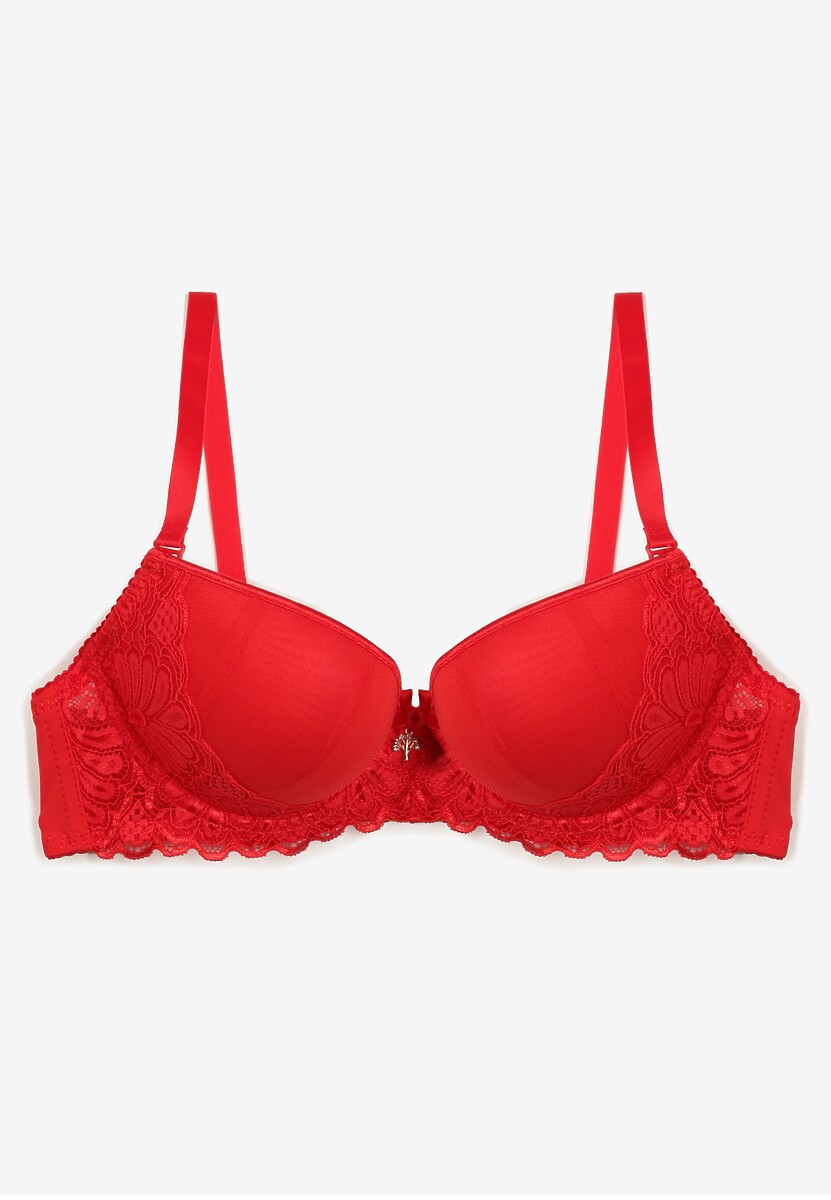 Czerwony Koronkowy Biustonosz Push Up Bliffa