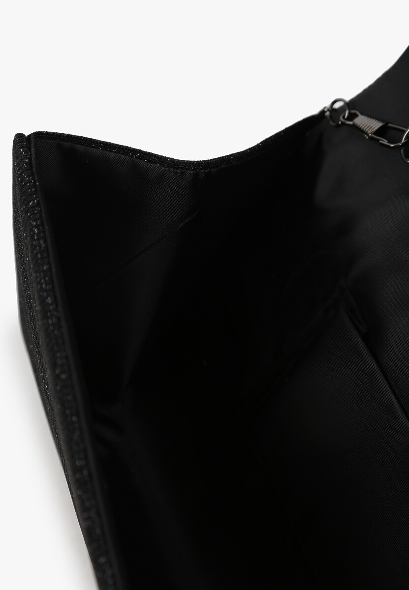 Czarna Brokatowa Torebka Kopertówka z Łańcuszkiem Messera