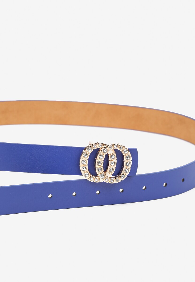 Niebieski Pasek z Okrągłą Klamrą i Cyrkoniami Kefia
