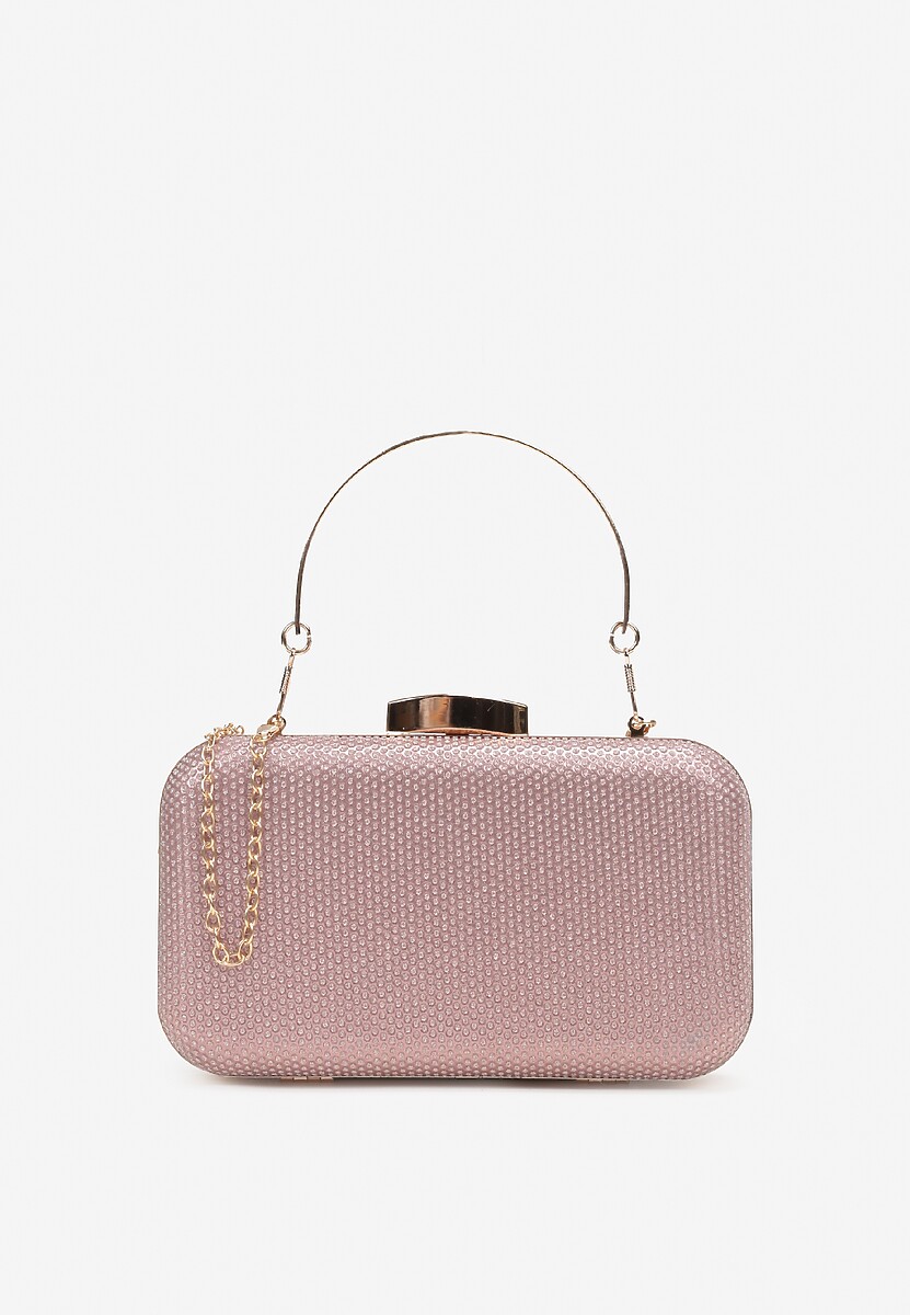 Srebrna Brokatowa Torebka Kopertówka z Odpinaną Rączką i Łańcuszkiem Neely