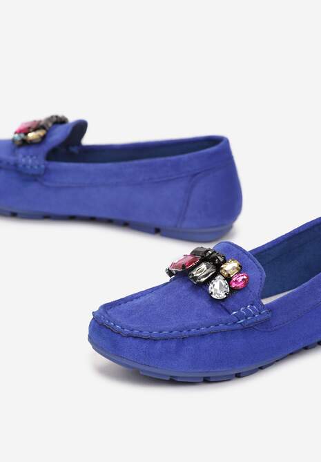 Niebieskie Mokasyny z Wkładką ze Skóry Naturalnej Veso
