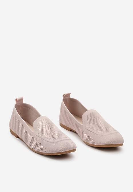 Różowe Casualowe Mokasyny na Płaskiej Podeszwie Ozdobione Perforacją Klanesha