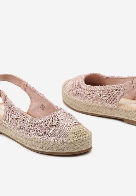 Różowe Ażurowe Espadryle z Odkrytą Piętą i Plecionką na Podeszwie Sanioma