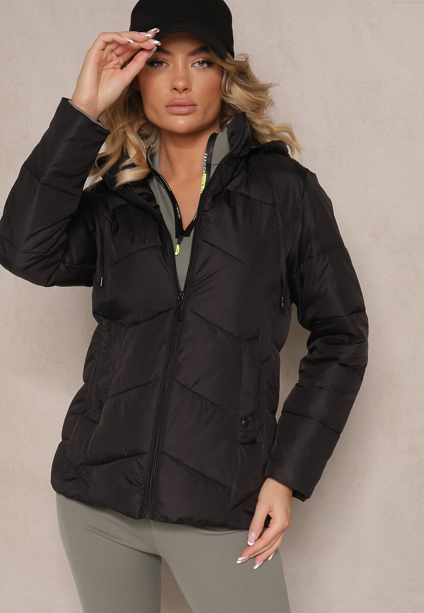 Jasnoszara Pikowana Kurtka Przejściowa z Kapturem Silidi