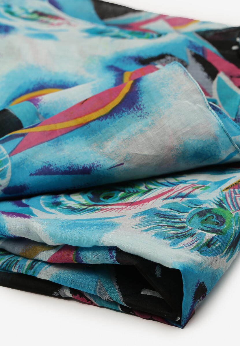 Niebieski Bawełniany Klasyczny Szalik Apaszka z Abstrakcyjnym Wzorem Nihilisa