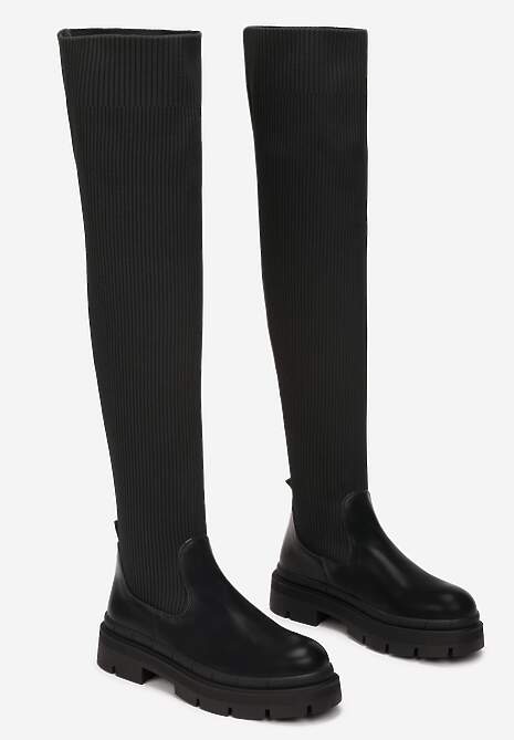 Czarne Kozaki z Elastyczną Cholewką Mildaias