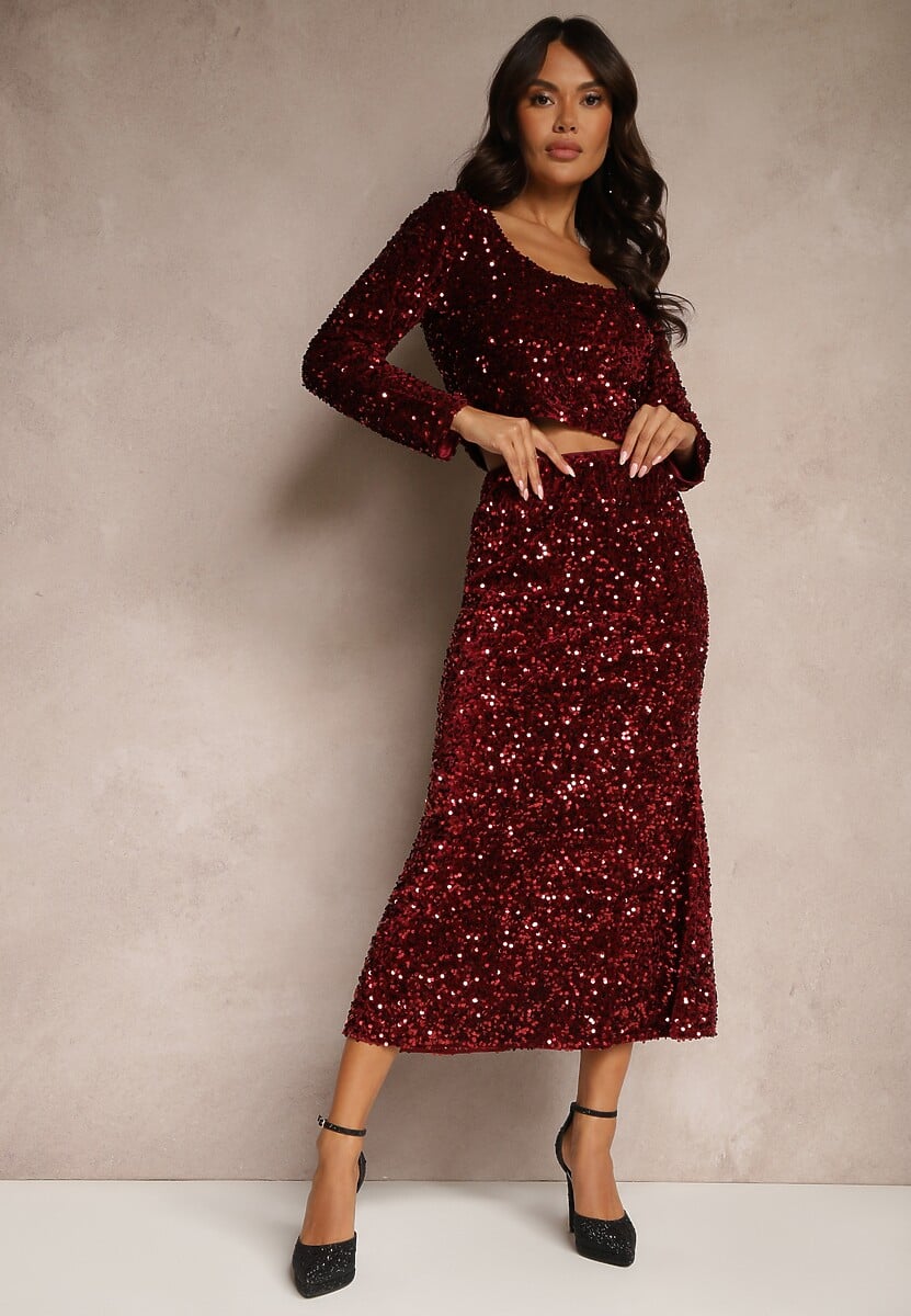 Złota Bluzka z Cekinami o Krótkim Kroju Berigala