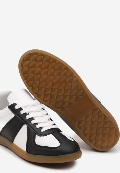 Czarno-Białe Sneakersy z Przeszyciami przed Kostkę Taviana