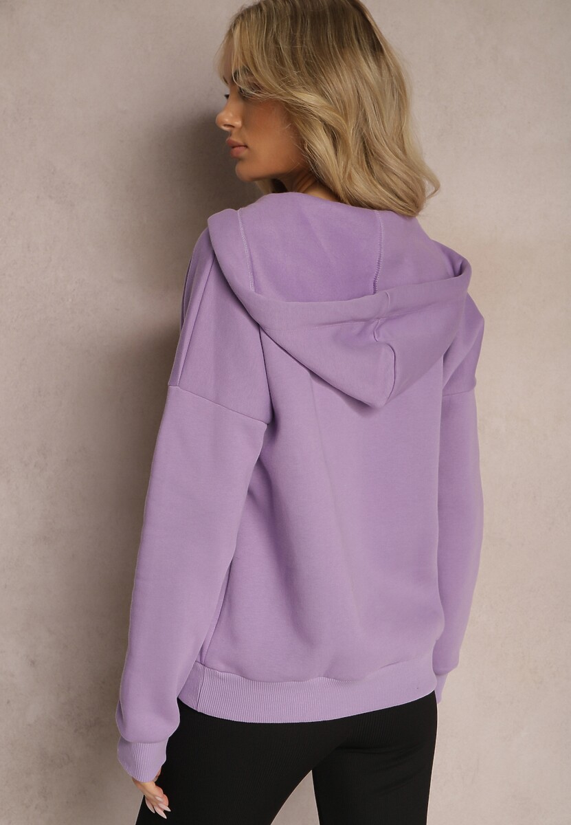 Jasnofioletowa Bawełniana Bluza z Sznurkami i Kapturem Tyche