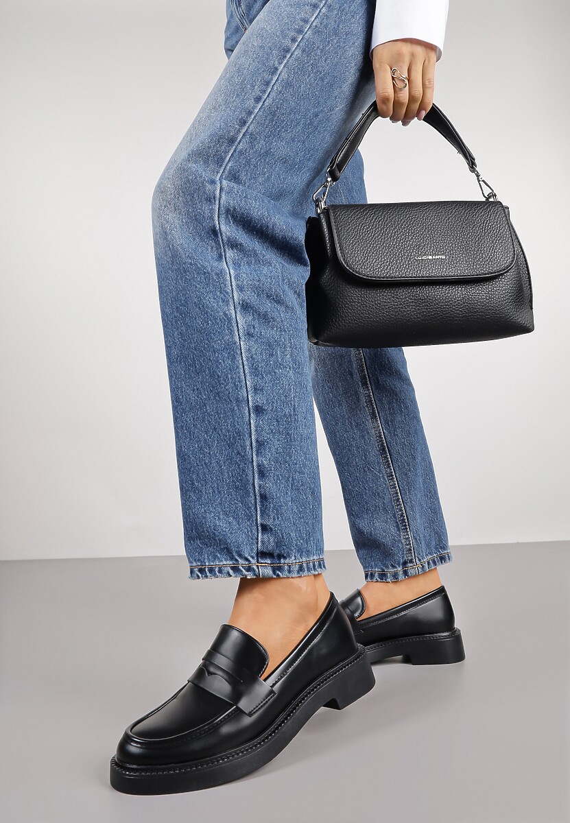 Czarne Mokasyny Vices Ozdobione Przeszyciami Racce