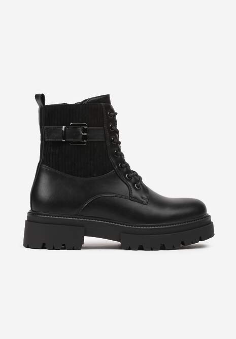 Czarne Botki w Stylu Workerów Grunge Eiase