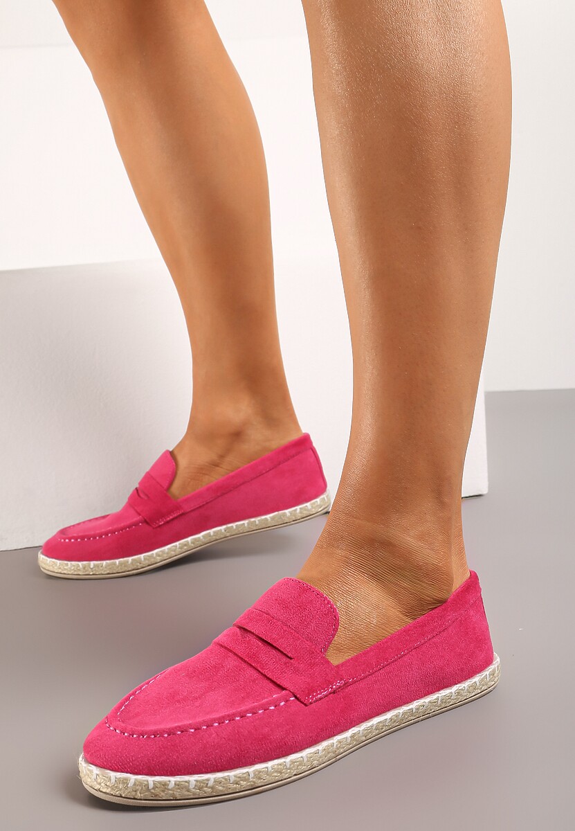 Fuksjowe Mokasyny na Plecionej Podeszwie z Imitacji Zamszu Viadara