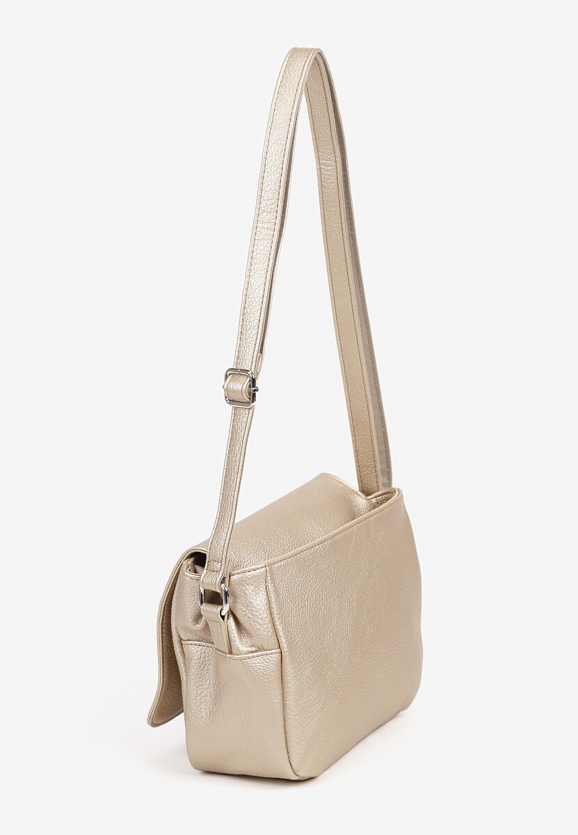 Złota Torebka Ozdobiona Metaliczną Aplikacją Sonarianis