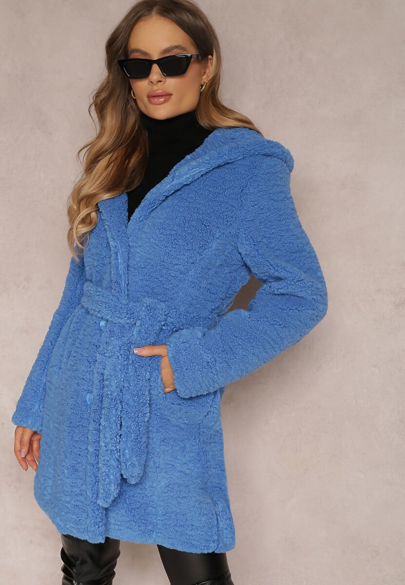 Niebieski Płaszcz Futrzany Klymiera