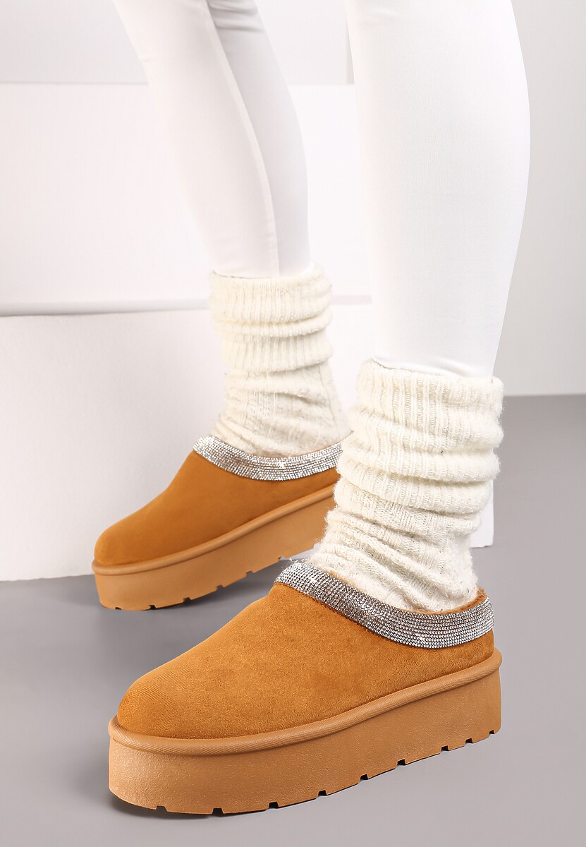 Brązowe Ocieplane Śniegowce z Cyrkoniami na Platformie Irivianae