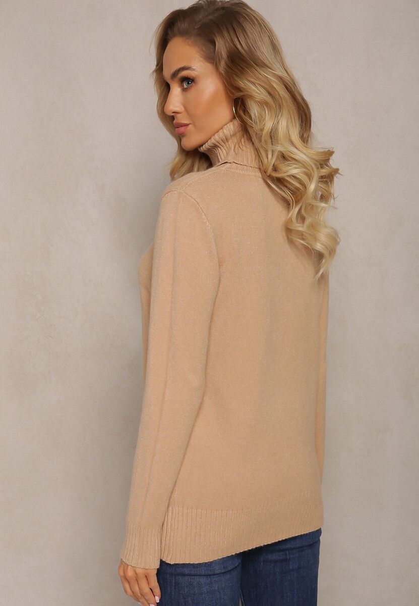 Ciemnobeżowy Golf z Prążkowanymi Krawędziami Bilfo