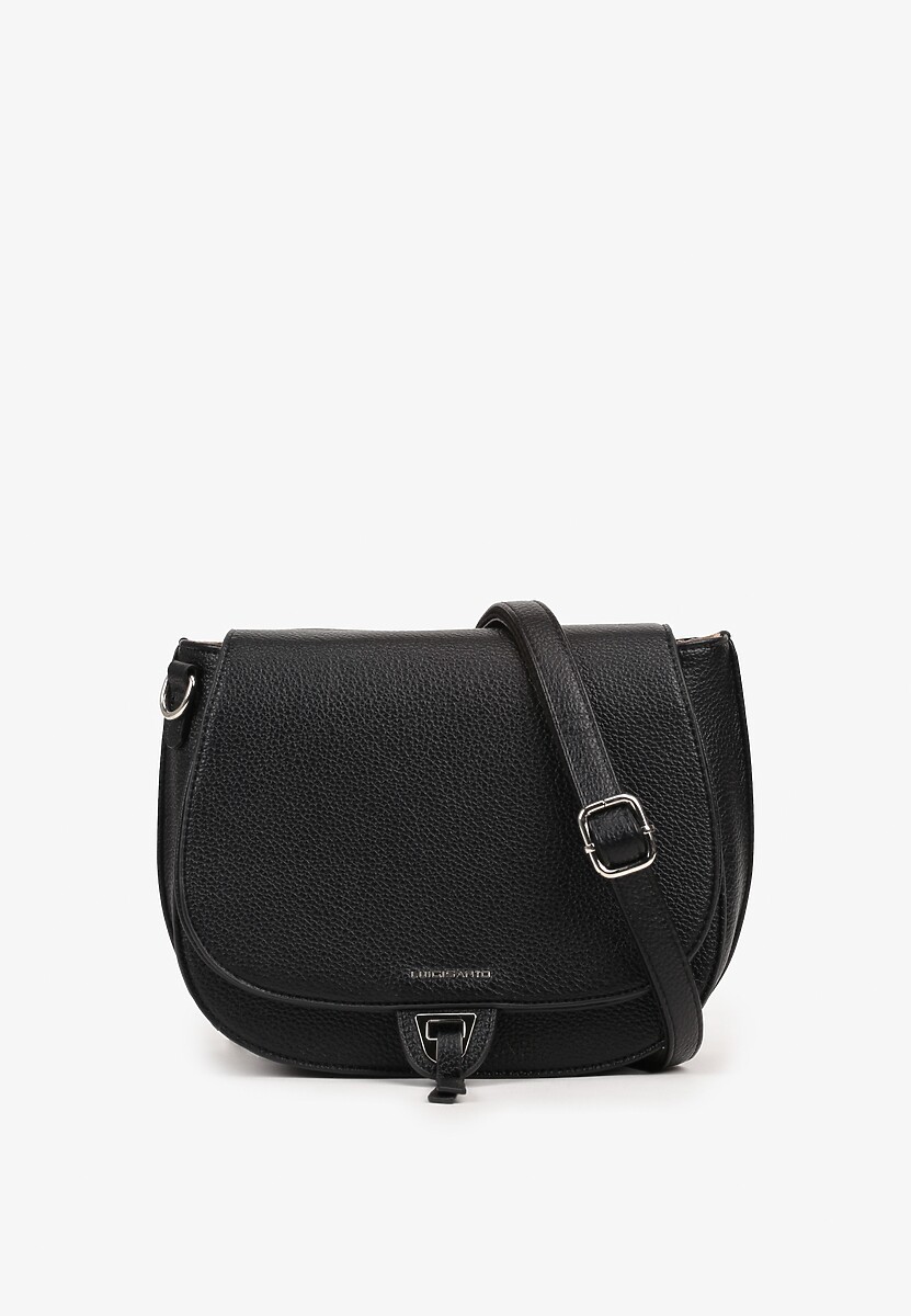 Czarna Torebka Typu Listonoszka Ozdobiona Klapą Nidelli