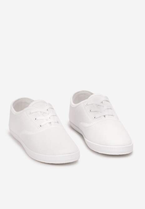Białe Sznurowane Tenisówki Przed Kostkę Calapse