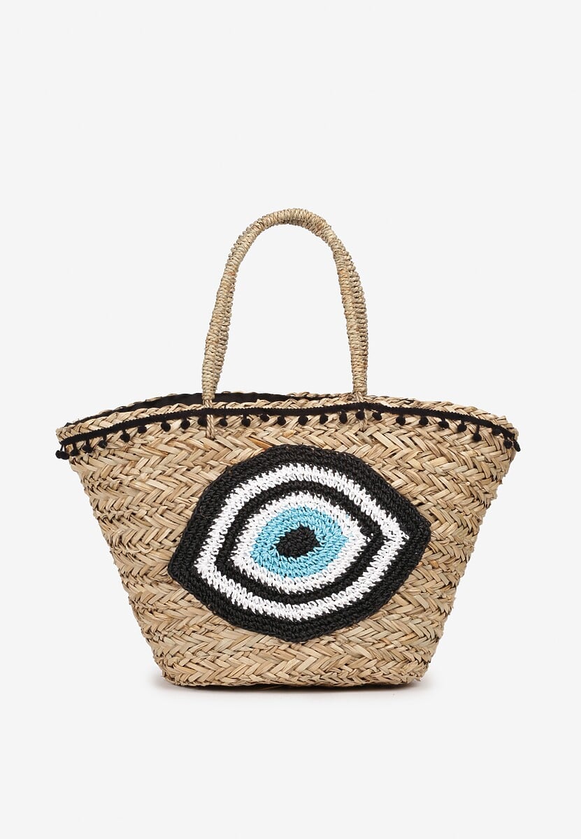 Beżowa Torebka na Ramię w Stylu Boho z Wyszywaną Aplikacją i Frędzlami Oanesa