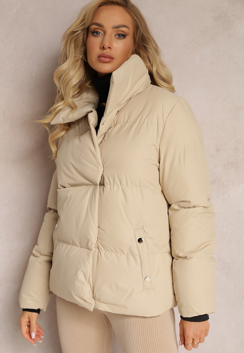 Jasnobeżowa Pikowana Kurtka na Napy Elriona