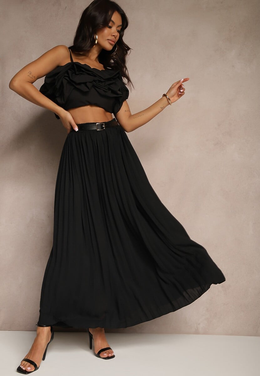 Różowa Plisowana Spódnica o Rozkloszowanym Kroju z Gumką w Talii Ulindris