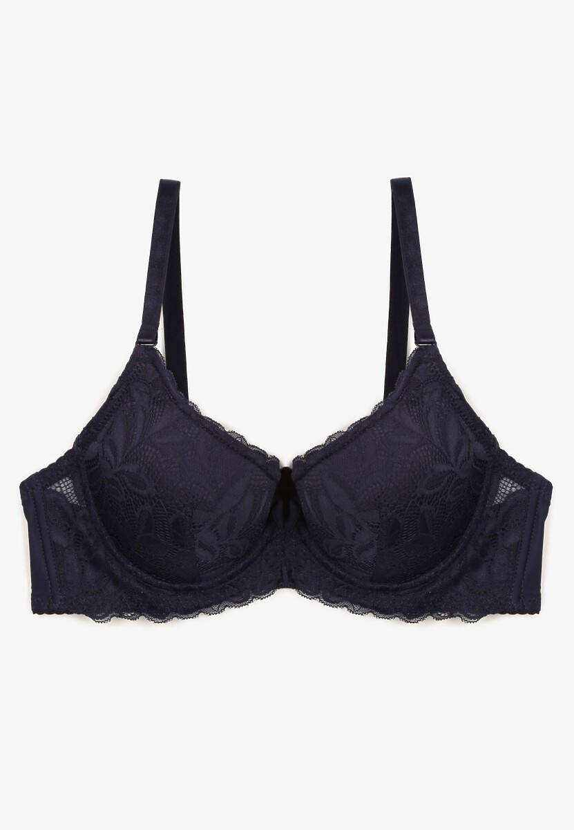 Granatowy Biustonosz Koronkowy Typu Full Cup Varedis