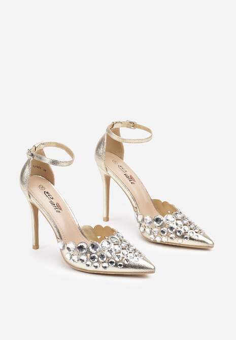 Złote Eleganckie Szpilki z Ozdobnymi Cyrkoniami Zennael