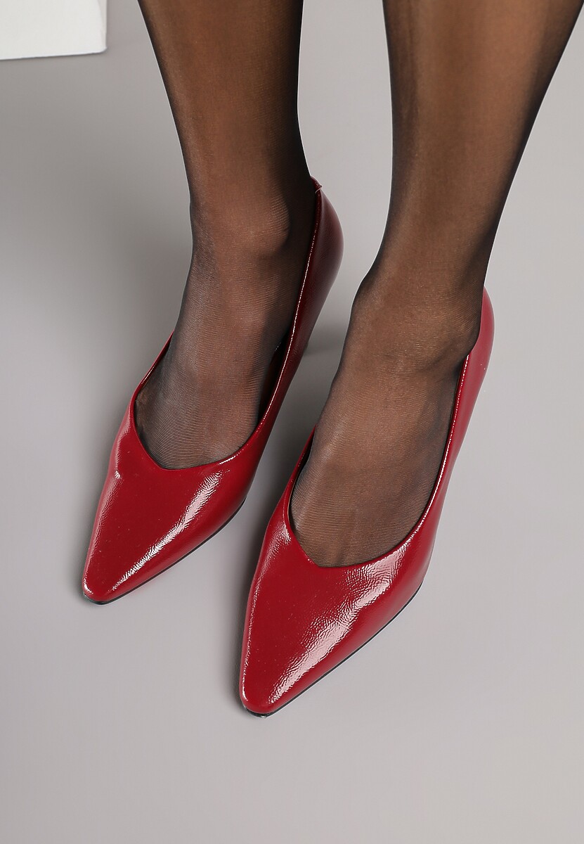 Bordowe Eleganckie Czółenka Vices na Klepsydrze ze Skórzaną Wkładką Dedvire