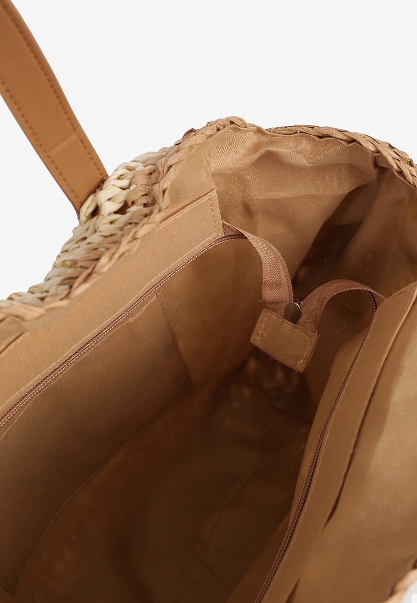 Zielono-Beżowa Pleciona Torebka w Stylu Boho Ulofina