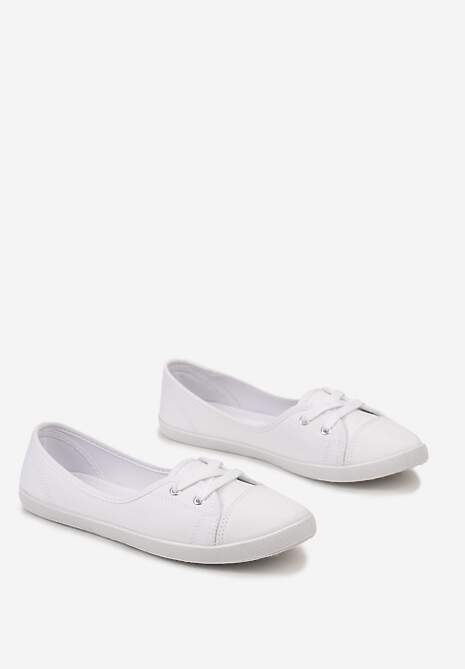 Białe Tenisówki Przed Kostkę z Krótkim Sznurowaniem Aviole