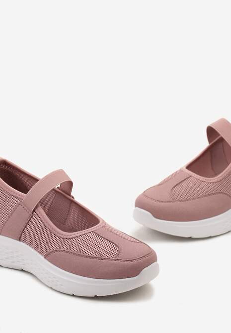 Różowe Tenisówki na Płaskiej Podeszwie z Perforacją i Elastyczną Wstawką Xolema